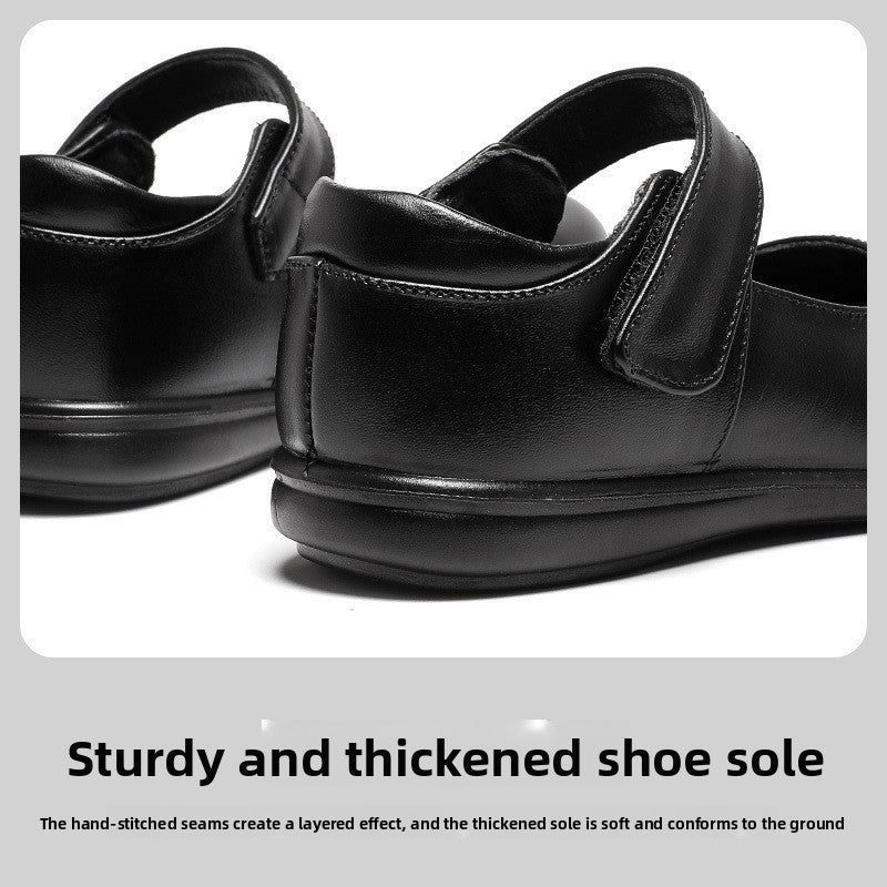 Children's Leather Shoes British Style School Performance Velcro Shoes