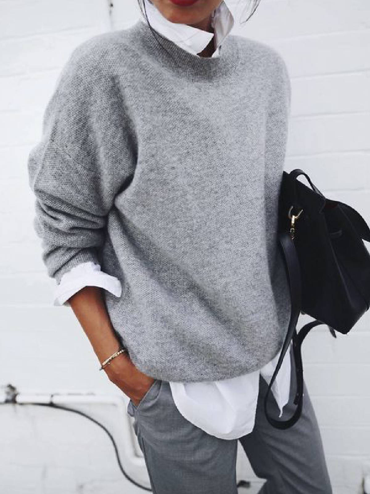 Womens Knitted Pullover Sweatshirt