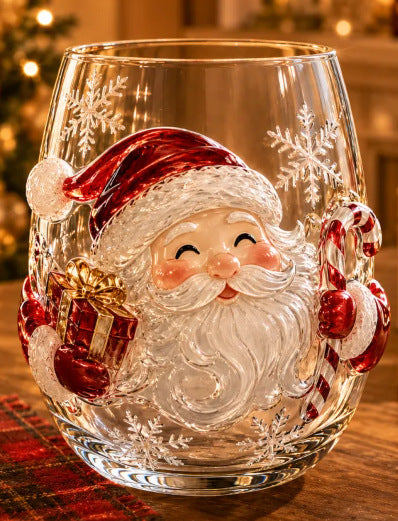 Christmas glass art cups glass cups egg cups