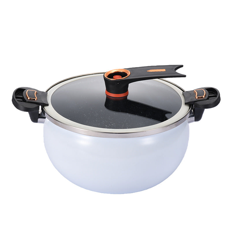 8L Enamel Micro-Pressure Soup Pot Double-Handle Stew Pot