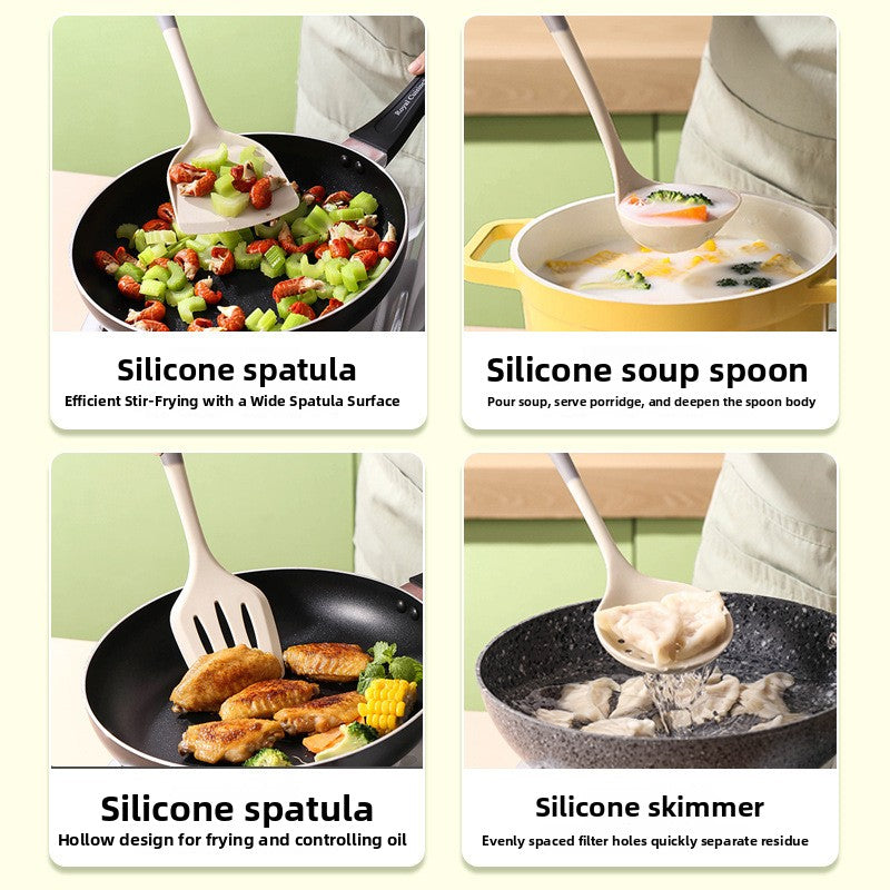 Household Food-Grade Gray-White Two-Color Silicone Spatula and Soup Spoon