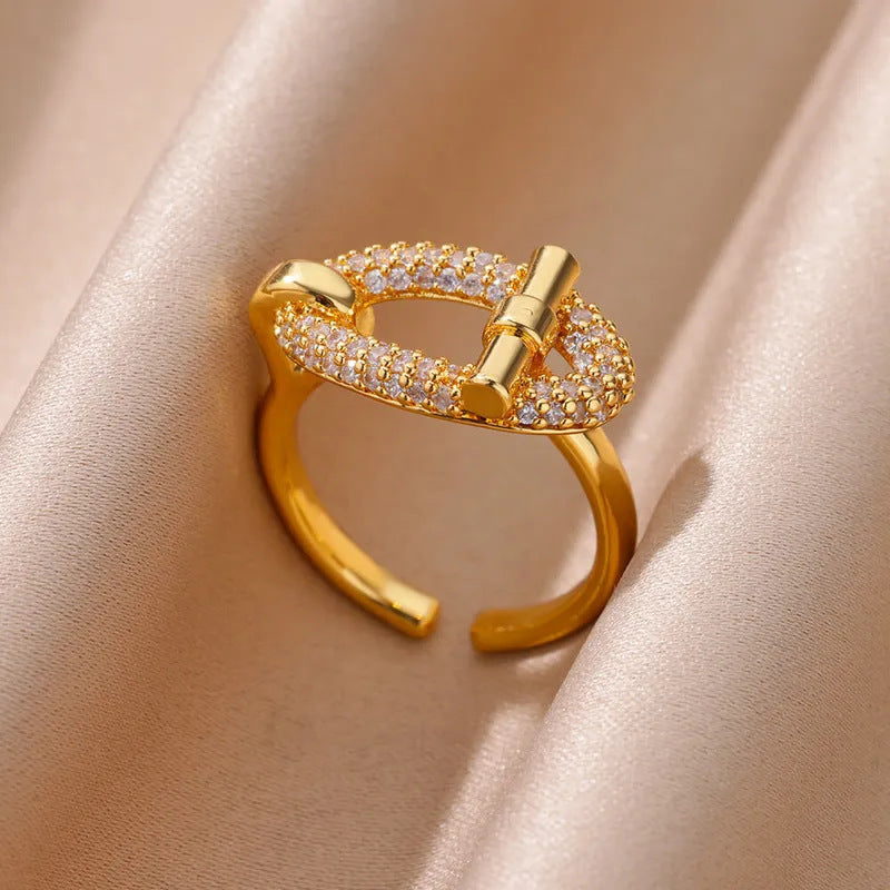 Gold Plated Zircon Open Ring