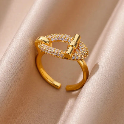 Gold Plated Zircon Open Ring