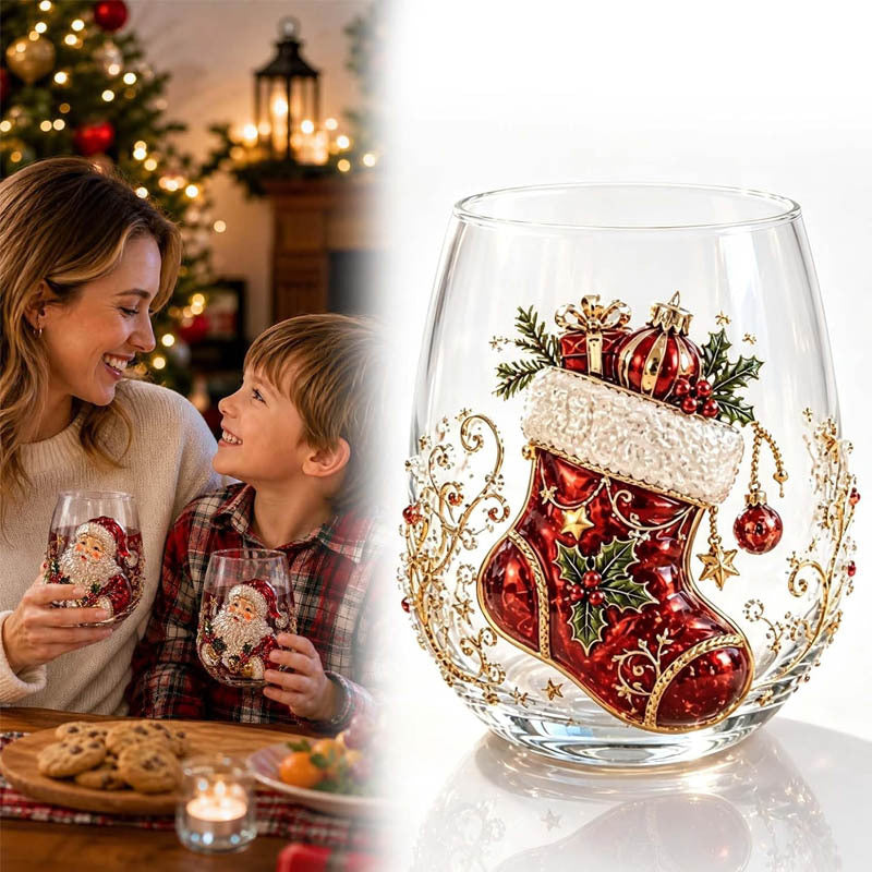Christmas glass art cups glass cups egg cups