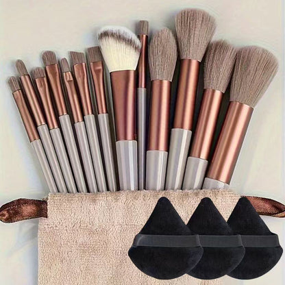 13-Piece Makeup Brush Set with Powder Puff and Sponge
