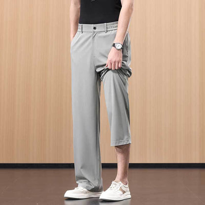 Men's Silk Blend Straight Leg Trousers