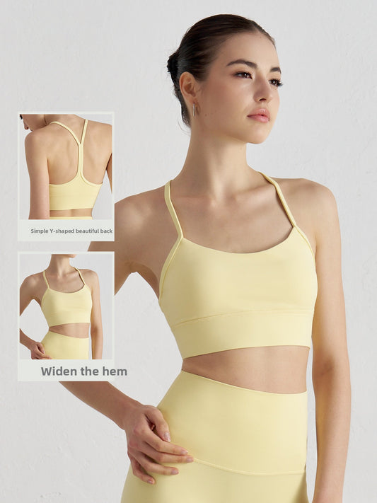Y-shaped sheer sports bra