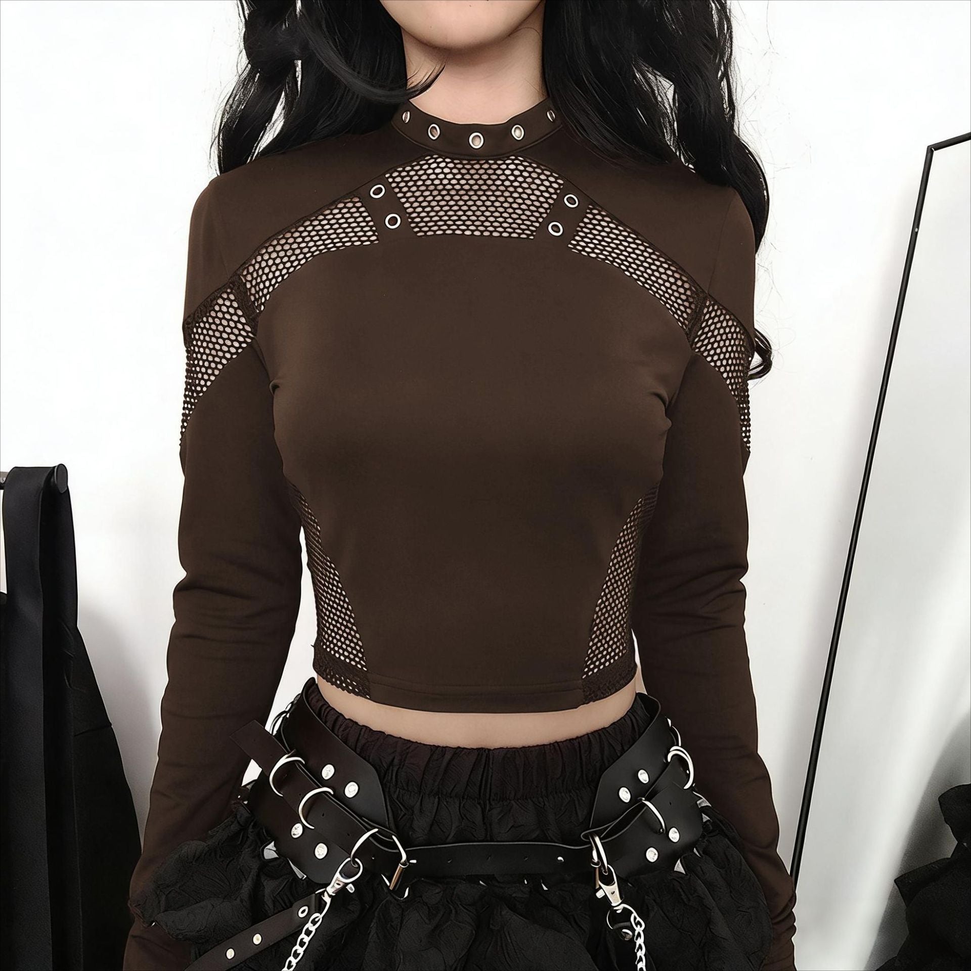 Punk Mesh Long Sleeve Top