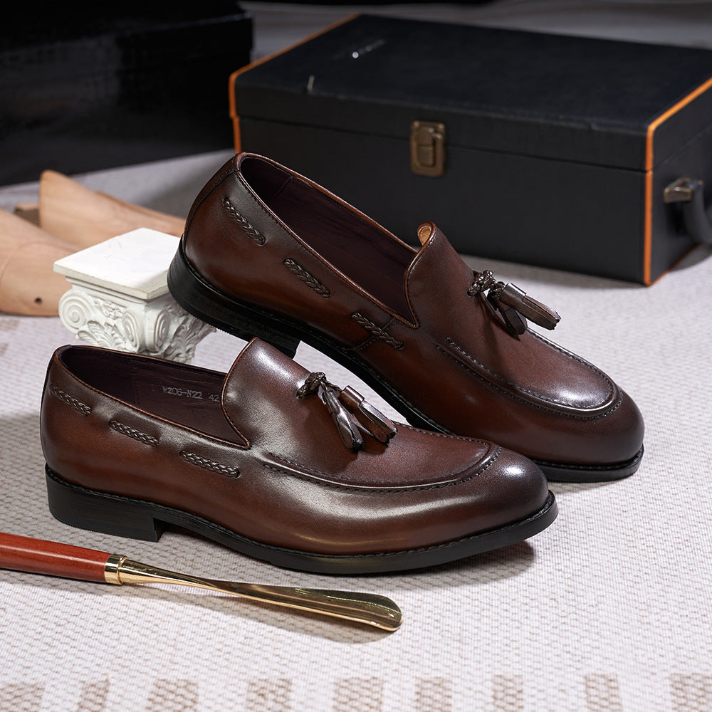 Mens Genuine Leather Tassel Loafers