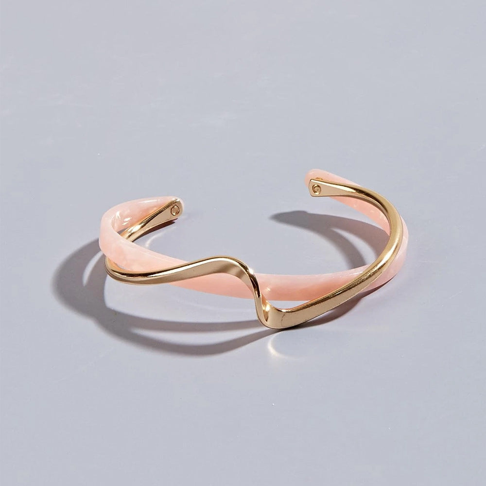 Eco-Friendly Imitation Mother-of-Pearl Open Alloy Bracelet