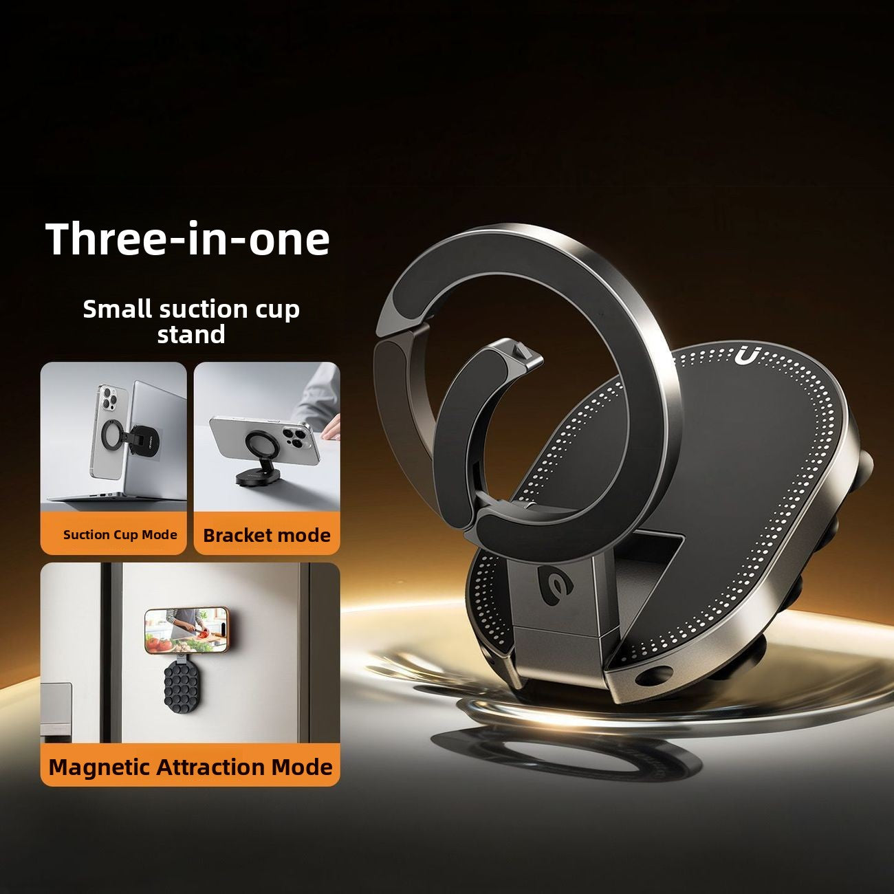 Magnetic suction phone holder folding Maglock double head suction cup