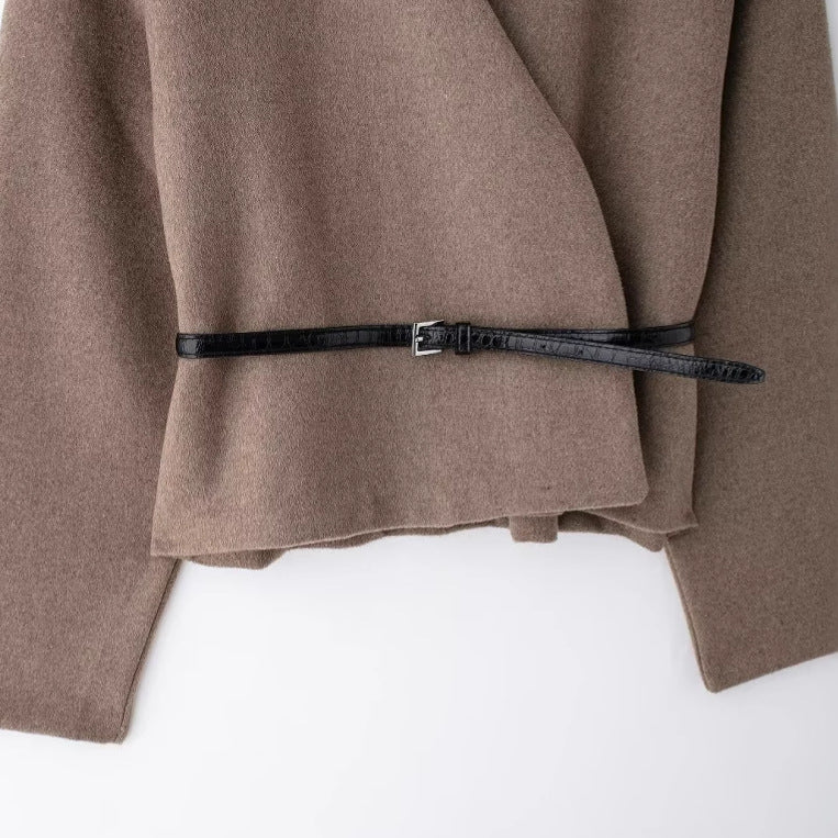 Women's Classic Belted Polyester Coat