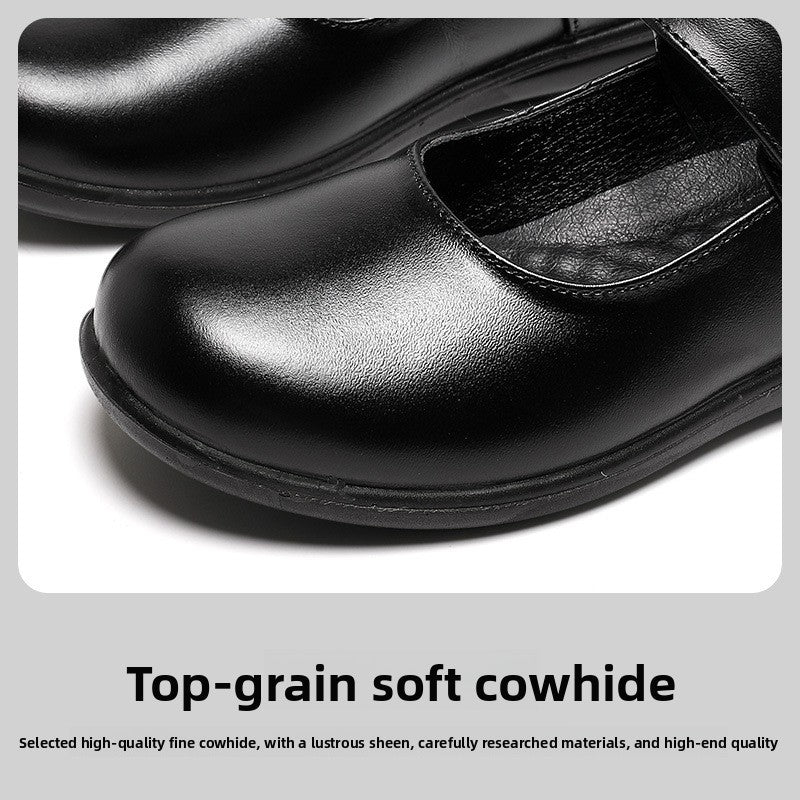 Children's Leather Shoes British Style School Performance Velcro Shoes