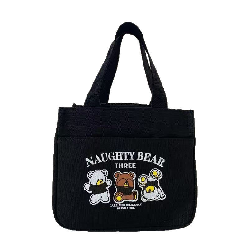 Cute Canvas Lunch Bag with Bear Design