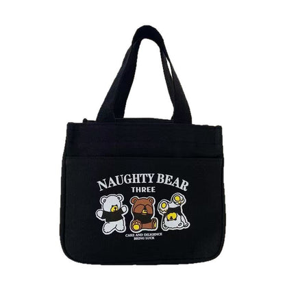 Cute Canvas Lunch Bag with Bear Design