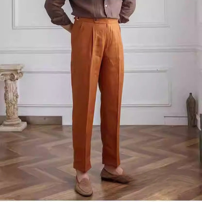 Linen straight-leg pants