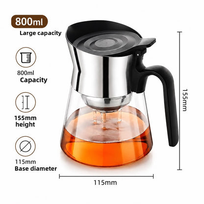 Premium One-Key Filtration Glass Teapot