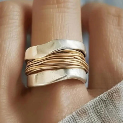 Two-Tone Minimalist Wide Band Ring