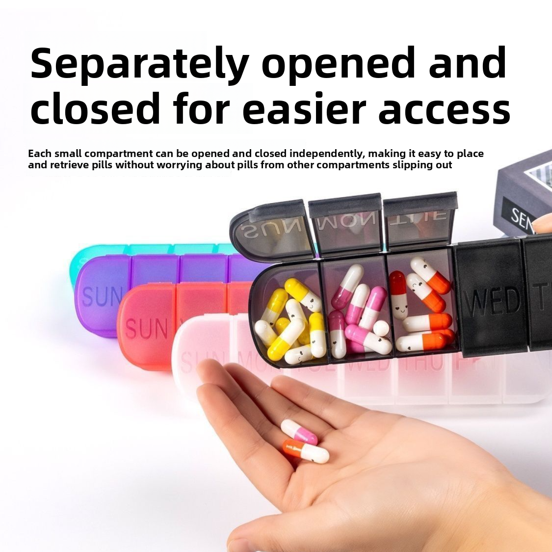 7 Compartment Portable Pill Organizer Box