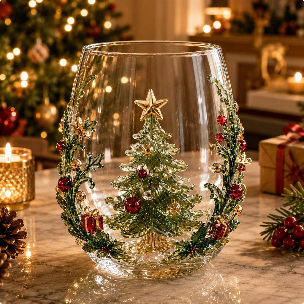 Christmas glass art cups glass cups egg cups