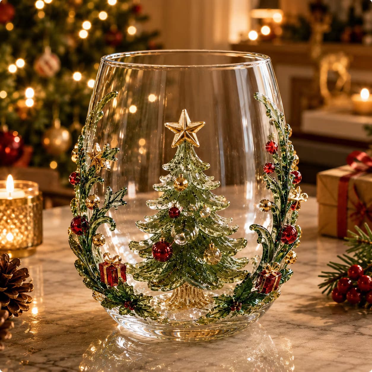 Christmas glass art cups glass cups egg cups