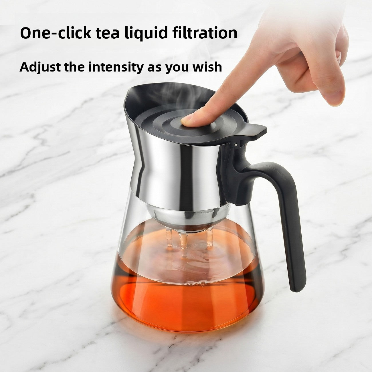 Premium One-Key Filtration Glass Teapot