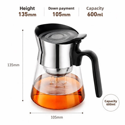 Premium One-Key Filtration Glass Teapot