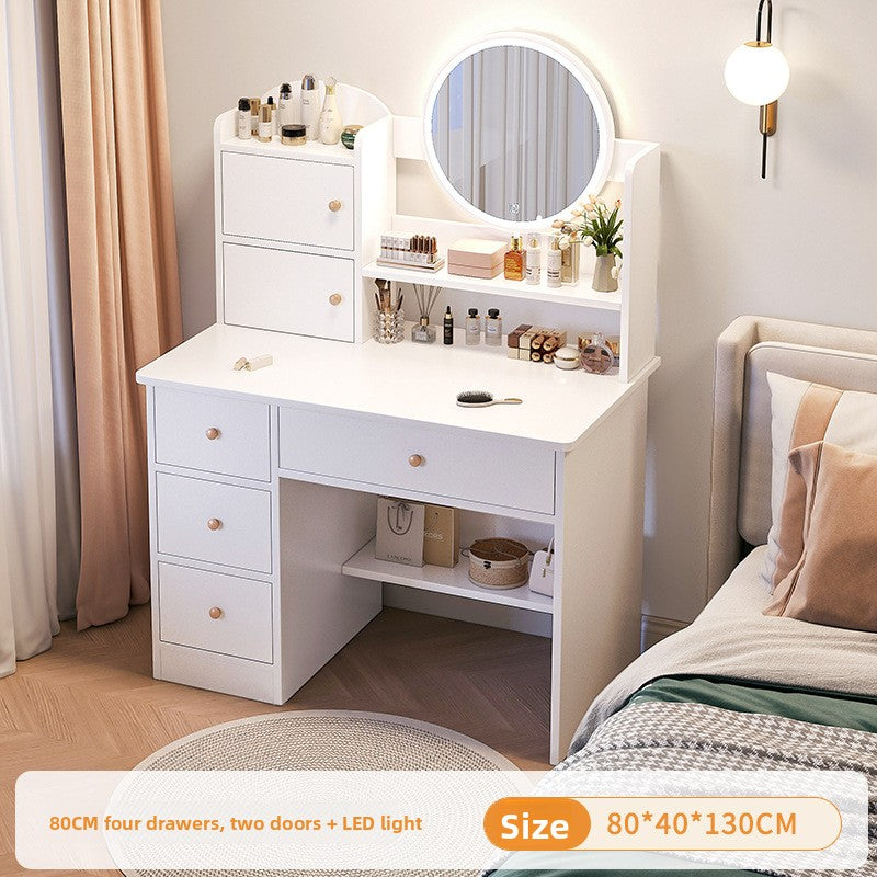 Modern Minimalist Dressing Table with Storage and LED Mirror
