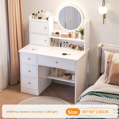 Modern Minimalist Dressing Table with Storage and LED Mirror