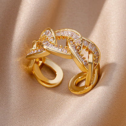 Gold Plated Zircon Open Ring