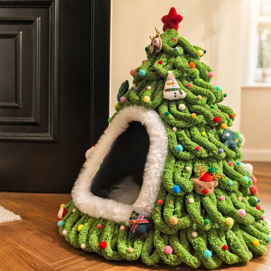Hand-Woven Christmas Tree Pet Nest
