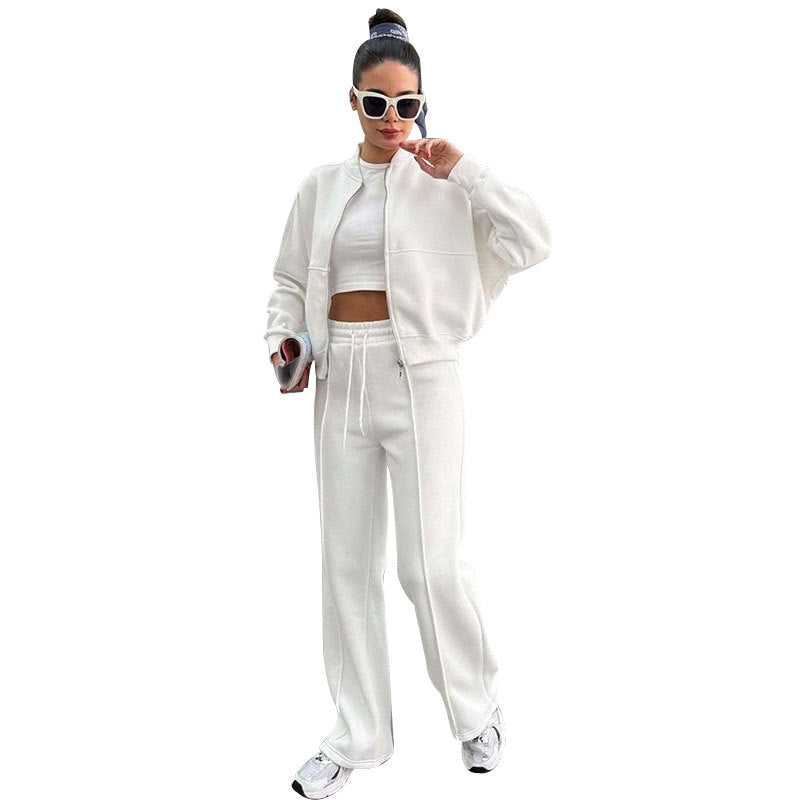 Womens Fleece Lined Zipper Cardigan and Pants Set