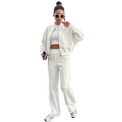 Womens Fleece Lined Zipper Cardigan and Pants Set