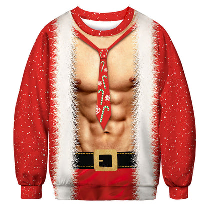 3D Digital Printing Christmas Round Neck Long Sleeve Sweatshirt