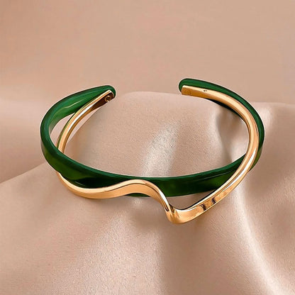 Eco-Friendly Imitation Mother-of-Pearl Open Alloy Bracelet