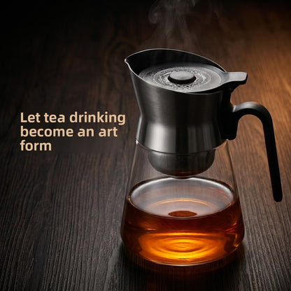 Premium One-Key Filtration Glass Teapot