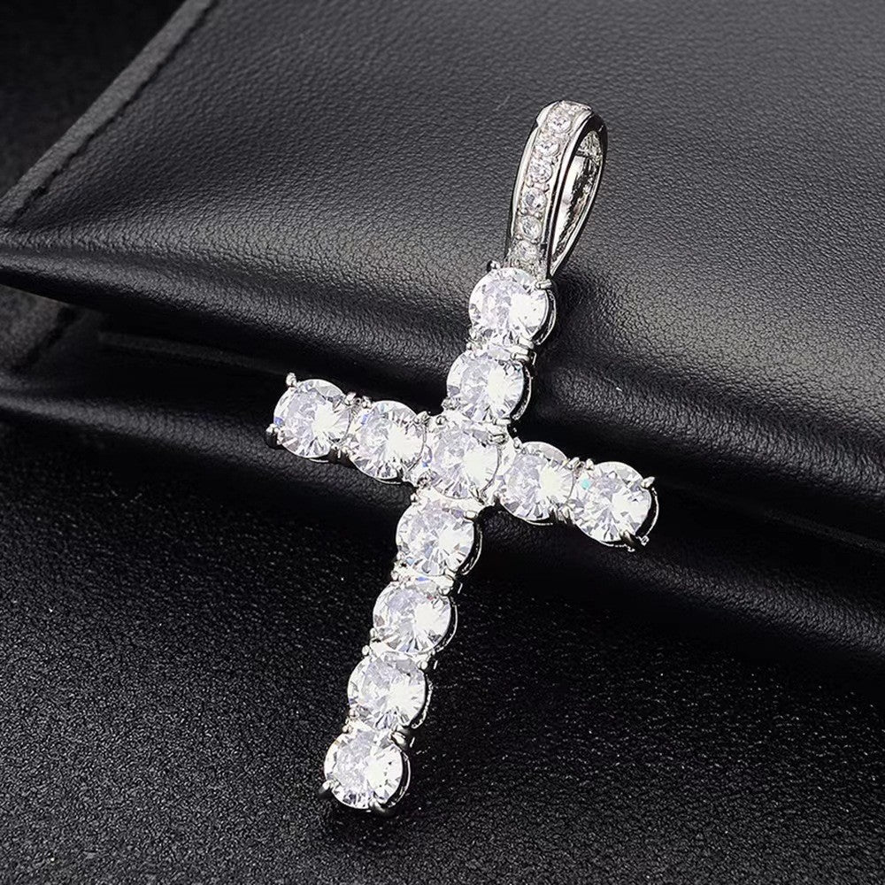 Men's zirconium cross pendant necklace