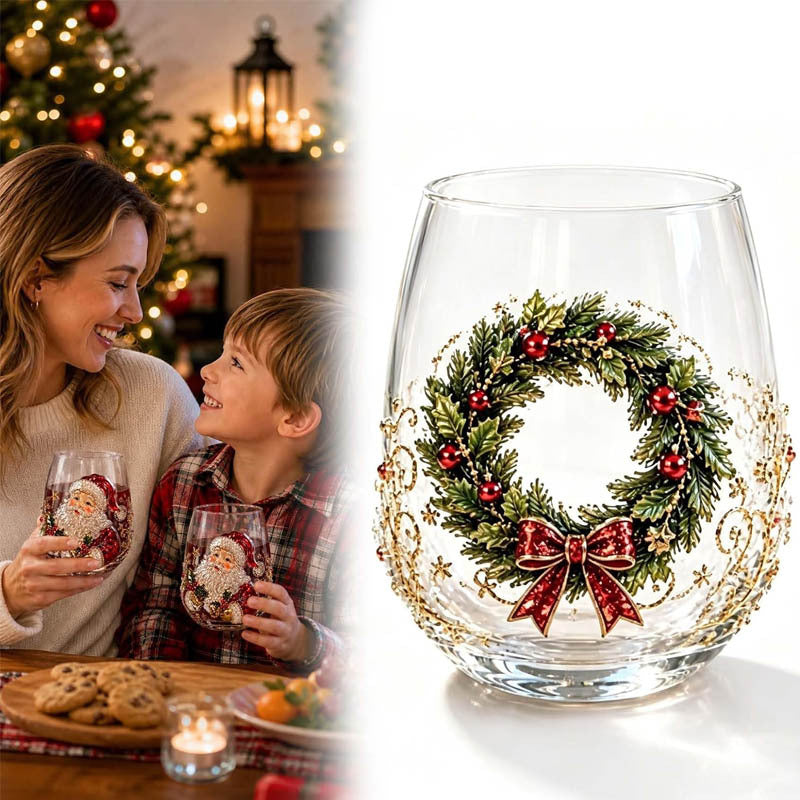 Christmas glass art cups glass cups egg cups