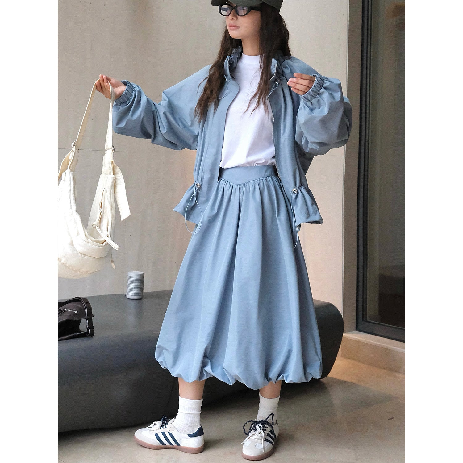 Japanese Style Retro Puffy Flower Skirt