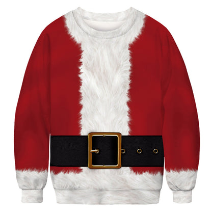 3D Digital Printing Christmas Round Neck Long Sleeve Sweatshirt