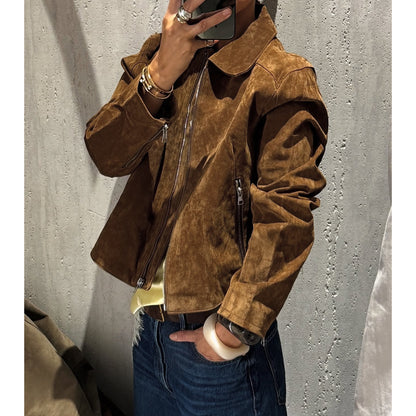 Simple Versatile Long-Sleeve Jacket Suede Coat