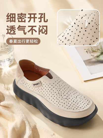 Summer Thick-Soled Height-Increasing Men's Shoes, Breathable Slip-On Sneakers, Fashionable Versatile Loafers, Odor-Resistant Dad Shoes