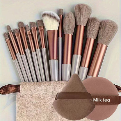 13-Piece Makeup Brush Set with Powder Puff and Sponge