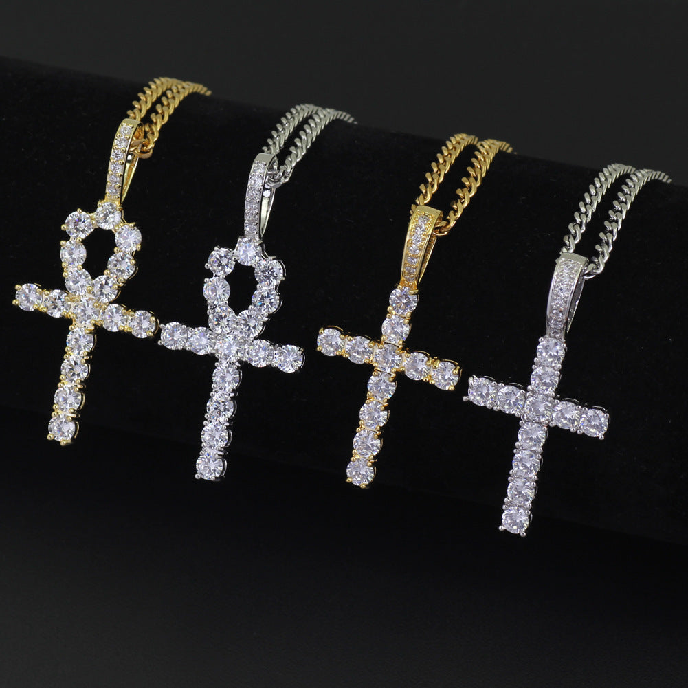 Men's zirconium cross pendant necklace