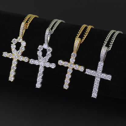 Men's zirconium cross pendant necklace