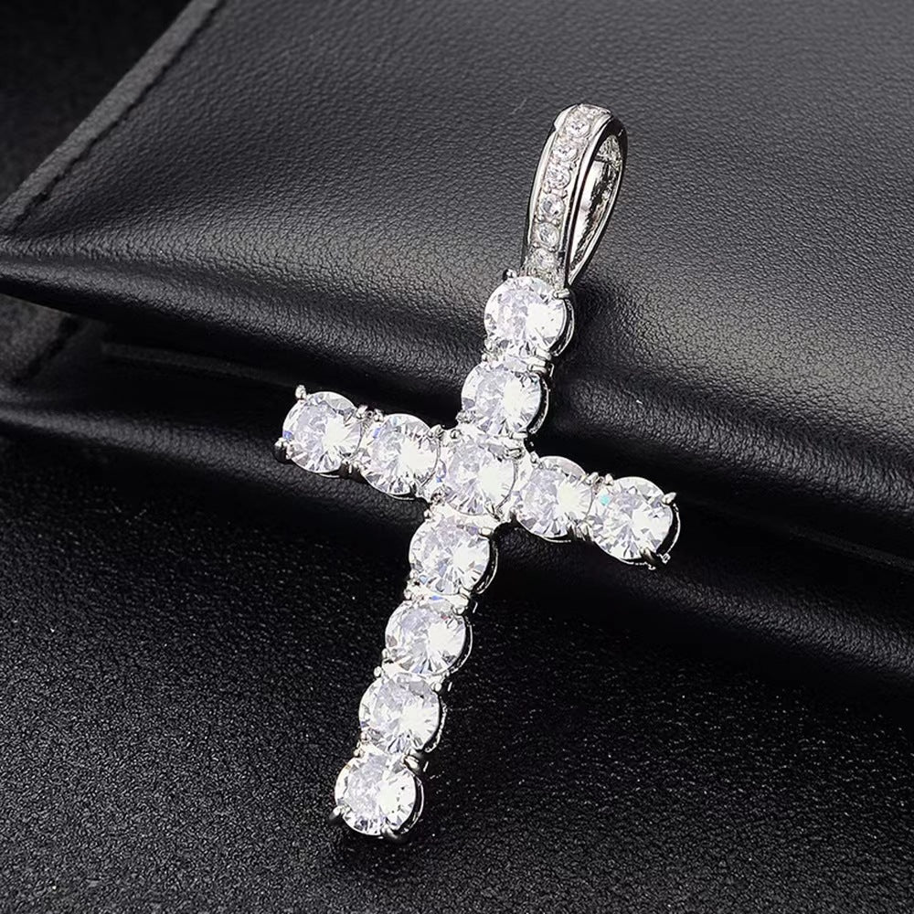 Men's zirconium cross pendant necklace