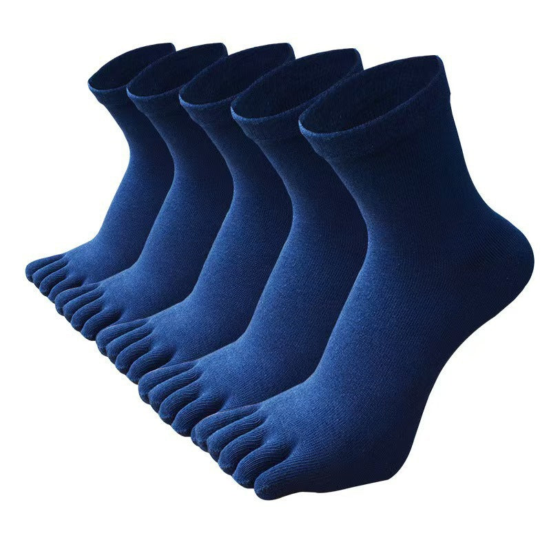 Five-Finger Socks for Men, Summer Thin Style, Pure Cotton, Mid-Calf Sports Socks
