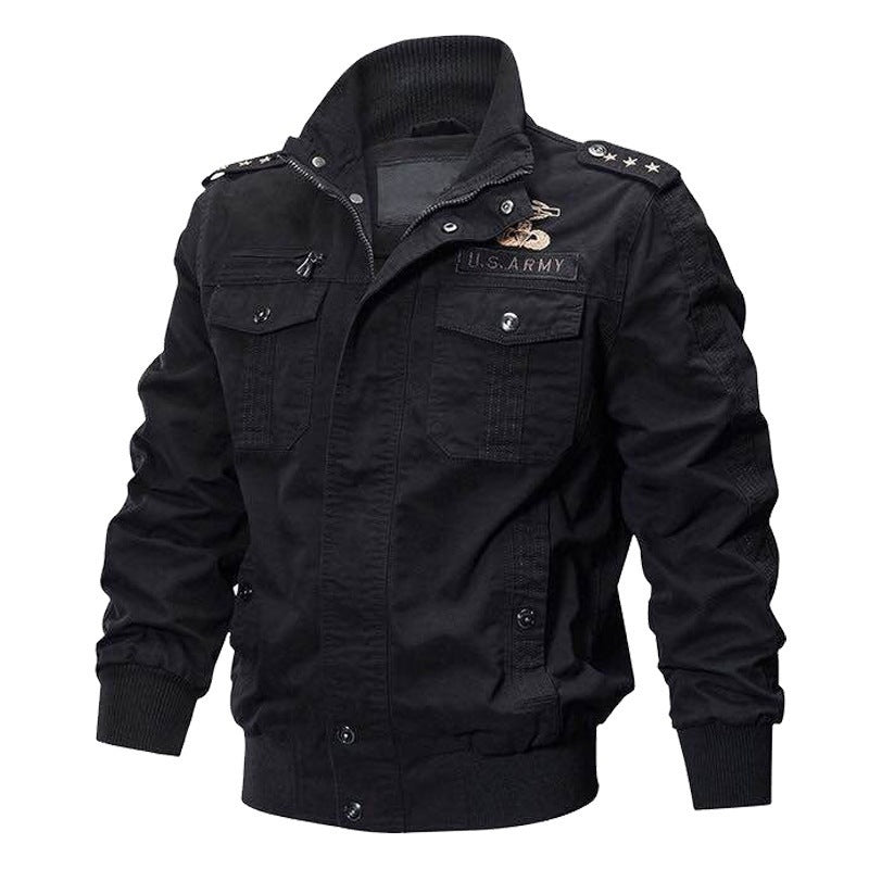 Autumn and Spring New Air Force One Pilot Jacket Men's Thin Washed Embroidered Workwear Denim Jacket Men