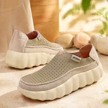 Summer Thick-Soled Height-Increasing Men's Shoes, Breathable Slip-On Sneakers, Fashionable Versatile Loafers, Odor-Resistant Dad Shoes
