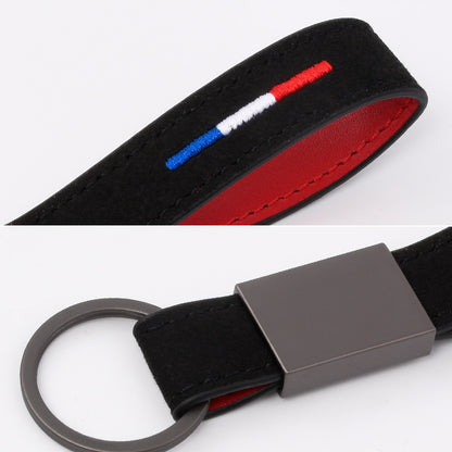 Embroidered Suede Keychain with Carabiner Clip